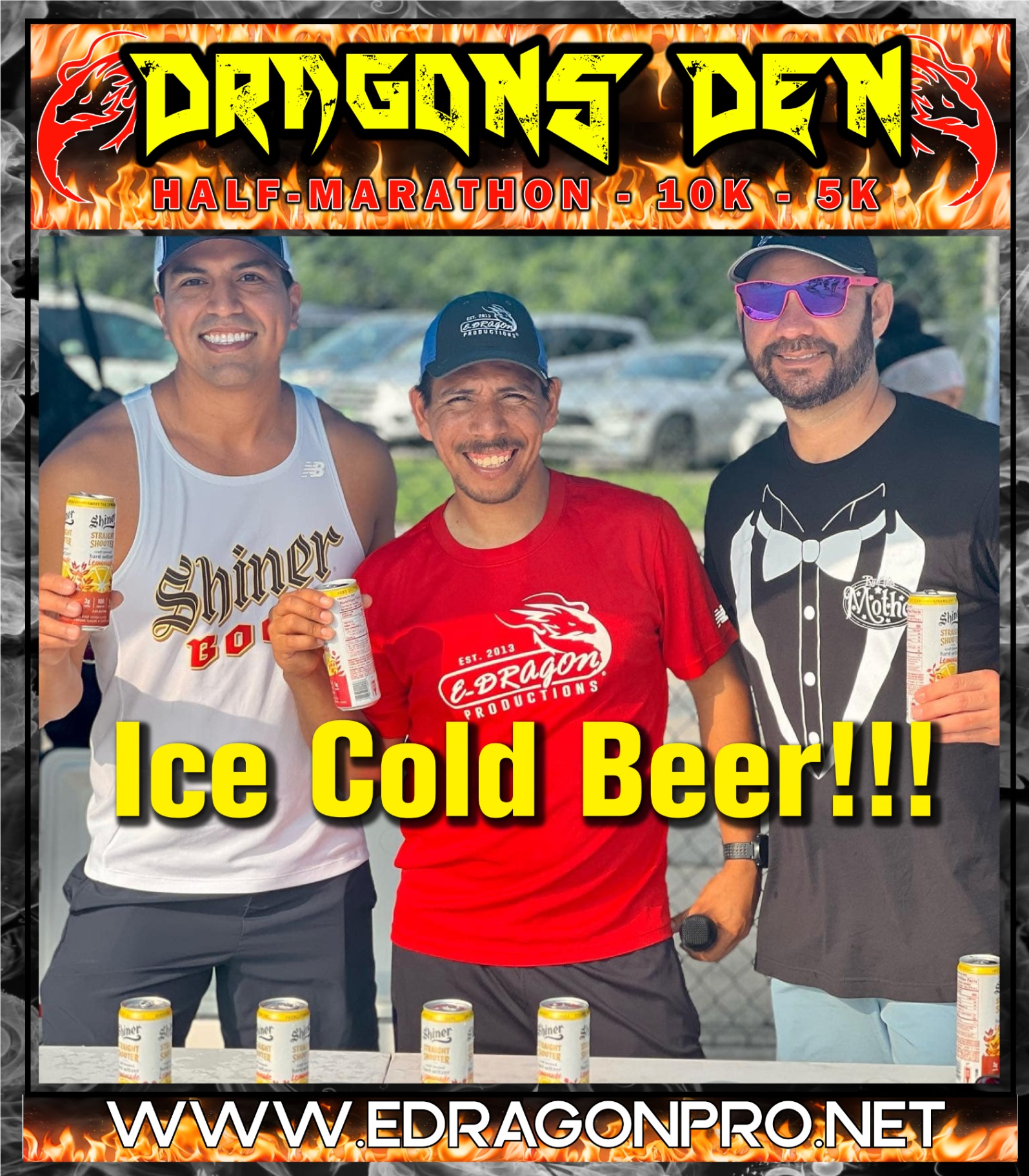 Ice cold Shiner beer at the finish festival